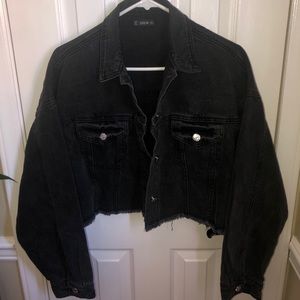 Crop Black Denim Jacket